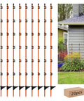 45 Inch Fiberglass Step In Electric Fence Post Kit With 20 Temporary Stakes And Clips for garden protection next to house.