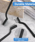 60 Piece Mini Wire Brush Set Stainless Steel Wire Bristles Scrubbers For Welding Slag And Rust Cleaning Curved Handle Masonry Tool Black 6.7 Inch Bulk Workshop Kit For Home Garage on stone tile and books backdrop