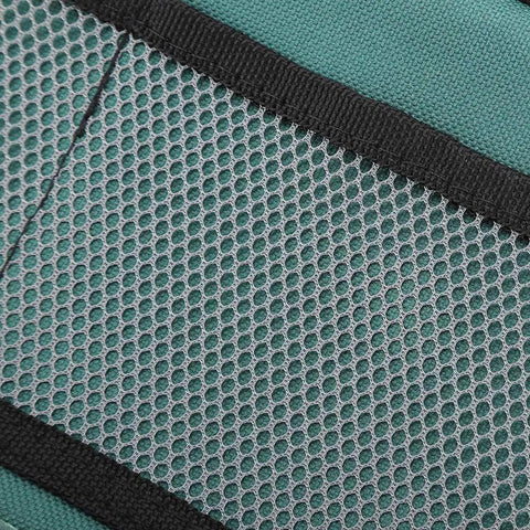 Close-up of mesh pocket on Foldable Portable Garden Tool Pouch And Kneeling Stool Bag For Outdoor Gardening with large capacity storage.