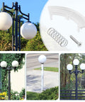 Spring Wing Clamp Hardware Kit For Post Top Replacement, shown with lamp post examples and kit components including clamps, screws, springs