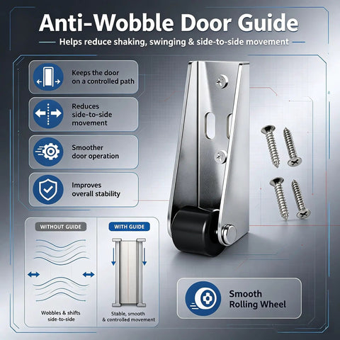 Bulletproof Heavy Duty Vertical Track Roller Wheel Zero Wiggle Anti Shake Door Guidance System For Smooth Gliding Barn Doors image with smooth rolling wheel.