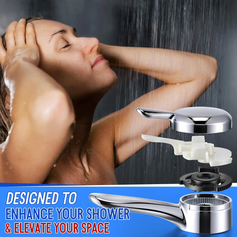 Slick Chrome Metal Lever Handle Kit For Delta 17 Shower Valve showing polished chrome lever and components, in a shower setting.