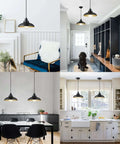 Industrial Black Pendant Lights 2 Pack With Adjustable Metal Hanging Lamps in modern kitchen and hallway settings.