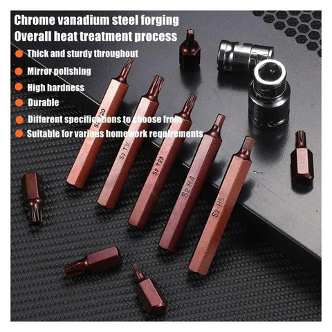Heavy Duty Torx Star Spline Hex Socket Bit Set Kit With 40 Precision Screwdriver Garage Repair Tools Made From Cr V Steel For Loosening Rusty Bolts And Tight Fasteners Without Bending, 40 pcs bits