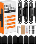 Concealed Door Hinge Set For Cabinets Bookshelves And Hidden Doors 6 Inch with hardware shown in packaging