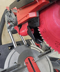 Dust Collector And Dust Chute For Milwaukee 10 Inch Miter Saw 2734-20/21 Compatible attached to saw, close-up view