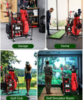Garage Ready Golf Bag Organizer With Wheels Holds One Standard Bag Plus Clubs Balls Shoes In Various Settings