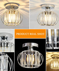 Sleek Modern Semi Flush Mount Ceiling Light Fixture With E26 Base Cool Crystal Mini Chandelier In Chrome Silver