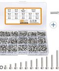 Durable M3 Hardware Kit With 304 Stainless Steel Hex Socket Cap Screws, Nuts And Flat Washers, Sizes From 4mm To 30mm, Allen Wrench Included