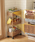 Ultra Slim 3 Tier Rolling Storage Cart for Small Spaces Narrow 7.1 Inch Wide Mobile Shelving Unit for kitchen with metal frame