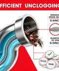 42 Foot Beast Mode Drain Snake And Hair Clog Remover, Drill Powered Plumbing Auger For Kitchen And Bath, Nukes Stubborn Blockages In Sinks And Toilets Fast, Red with spring steel cable inside a drain