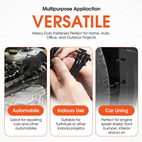 Heavy Duty Nylon Cable Tie Buckles Set For Cars Universal Fit With Rock Solid Pin And Button Design Self Locking UV Resistant Easy Install No Tools Needed