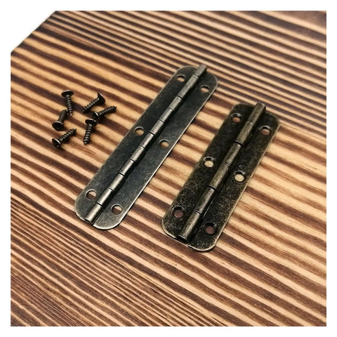 12 Piece Small Piano Hinges Set For Jewelry Boxes And Tiny Furniture, Beefy Iron Build With Screws, 180 Degree Wide Opening