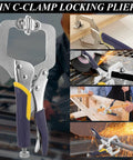 Six Pack 6 Inch Locking C Clamp Pliers Set Heavy Duty Pro Grade Welding Clamps With Adjustable Jaws Built To Last Regular Tip And Swivel Pad For Shop Home Farm Auto Workshop Woodworking Cabinetry And Repairs, 6-inch steel clamp