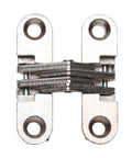 Front view of Hidden Cabinet Door Hinge Set 180 Degree Full Open One And Three Quarters Inch Height Nickel Finish Concealed Corner Lazy Susan Hinge For Wooden Cabinets Cupboards Wardrobes Secret Door Projects Screws Included 4 Pack Rok Hardware