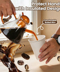 Pouring coffee into 8 Oz Disposable Paper Coffee Cups, 100 Count, Leakproof White Cups for Hot Or Cold Drinks