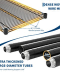 Dense woven wire mesh and thick large-diameter tubes for Flex Your Storage Space With This Badass Heavy Duty 5 Tier Metal Wire Shelving Rack.