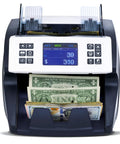 Mixed Denomination Money Counter for Multi Currency with digital display, cash slot, and note stacker, ideal for banking use