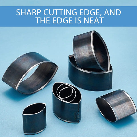 Leather Hole Punch Die Cutter Kit With Pro Grade High Carbon Stainless Steel Hollow Punches for DIY Crafts, various sizes displayed.