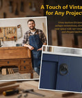 Craftsman with Vintage Black Ring Drawer Pulls Set Of Ten For Cabinets And Dressers, retro black handles on blue cabinet