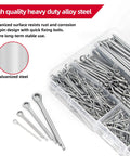 High quality heavy duty alloy steel cotter pin kit with galvanized surface, resisting corrosion, featuring hairpin design.