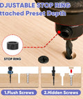 Adjustable stop ring for precision depth in Heavy Lifting Countersink Drill Bit Set, Knockout 22 Pc Pro Grade Woodworking Kit.
