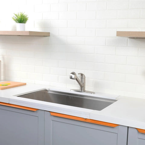 Brushed Nickel RV Kitchen Faucet With Pull Out Sprayer And 360 Degree Swivel Single Lever One Hole Installation Stainless Steel Prep Sink
