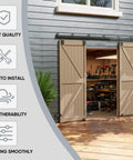 Installed 12 Ft Box Rail Exterior Barn Door Hardware Kit For Two Doors Built Tough Heavy Duty Sliding Track System Wall Mount