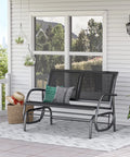 Two Person Outdoor Glider Bench Swing Loveseat For Patio Porch And Garden With Double Rocking Chair And Powder Coated Steel Frame
