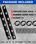 4 Pack 6 Hole Landscape Trailer Racks For Lawn Tools Shovel Holder And Hand Tool Organizer Fits Truck Bed Includes Rubber Grommets And Mounting Hardware Black Durable Construction
