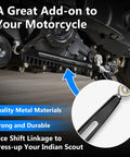 Black Shift Linkage For Indian Scout Motorcycles 2015 To 2024 Hussar Bobber And Scout Sixty Replacement Gear Shifter Rod With 1 Hole Slotted Style High Strength Precision Machined Direct Bolt On on Indian Scout shift assembly