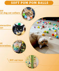 100 Piece Cat Toys Variety Pack For Indoor Cats With pom poms, cats playing with soft pom pom balls for boredom relief.