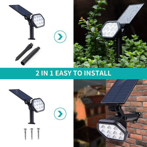 Outdoor Solar Lights With 10 LED Landscape Spotlights Two In One Wireless Powered Wall Lights for yard installation example