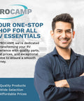 Smiling mechanic holding wrench with text promoting quality RV parts and services from PROCAMP.
