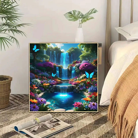 Beginner Friendly Diamond Painting Kit For Adults 5D DIY Full Round Drill Waterfall Landscape Art Set Paint By Diamonds 13.7x13.7 Inches