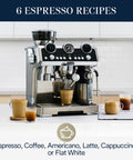 La Specialista Maestro Espresso Machine With Integrated Grinder And Eight Custom Adjustments To Pull Game Changing Cafe Quality Shots Daily Slick Steel Finish For Everyday Brew Masters with espresso drinks displayed.