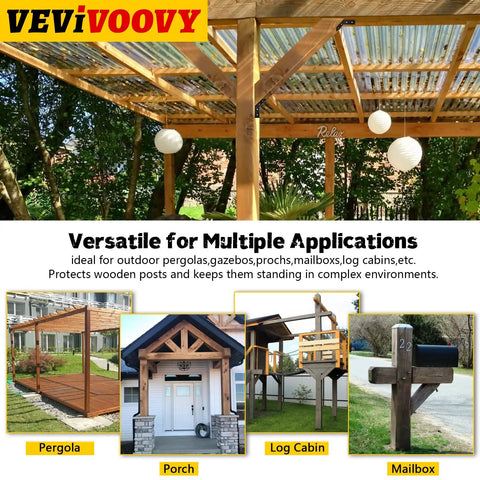 Image showing pergolas and porches using Beefy Four Pack 45 Degree Inside Angle Brackets For Butt Joint Posts And Wood Beams Heavy Duty Flat Plate Knee Brace Connectors Pergola Brackets With 135 Degree Inside Joint Size 10 By 3 Inches for support.