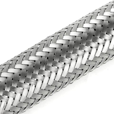 Heavy Duty 304 Stainless Steel 1 X 36 Braided Discharge Hose For Air Compressor 900 Psi, close-up of braided metal design.