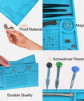 Must-Have All In One Silicone Soldering Mat Kit With compartments showing magnetic areas and tool placements