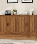 53 Inch Rustic Brown Buffet Cabinet With Storage, Industrial Kitchen Sideboard With Four Doors And Adjustable Shelves