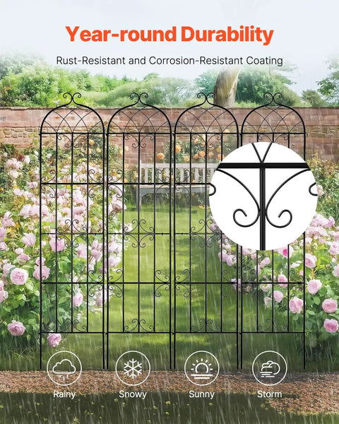 Heavy Duty Rustproof Metal Garden Trellis Set 4 Pack 87 By 20 Inches Climbing Plant Support in outdoor garden