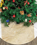 Beige Granite Stone Look Plush Christmas Tree Skirt 36 Inch 100 Percent Polyester Brushed Fabric Easy To Cover Tree Base And Stand
