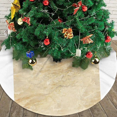 Beige Granite Stone Look Plush Christmas Tree Skirt 36 Inch 100 Percent Polyester Brushed Fabric Easy To Cover Tree Base And Stand