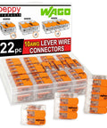 Lever Nuts 221 61x 10 AWG Wire Connector Assortment Kit, 22 Piece Splice Kit For Solid And Stranded Copper Wires with case