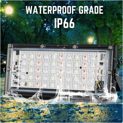 Security Lights 50W Led Floodlight Ip65 Waterproof Led Spotlight with shown in water, highlighting the IP66 waterproof feature.
