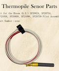 Thermopile sensor with white cable and brass pilot tip; for Rheem/Ruud/Richmond water heater pilot assemblies.