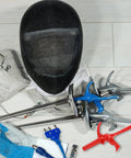 Pro Grade Fencing Foil Epee Handle Replacement Grip With Conductive Wire, mask, and tools for adult foil training setup