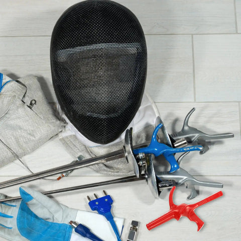 Pro Grade Fencing Foil Epee Handle Replacement Grip With Conductive Wire, mask, and tools for adult foil training setup