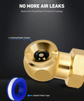 2 Pack Closed Ball Air Chucks With 360 Degree Swivel Plug For Leak Free Tire Inflation Hose Safe Design Keeps Hoses From Scratching Fittings Easy Quick Connect Pneumatic Adapters Durable Brass Build, brass chuck with rubber gasket and Teflon tape