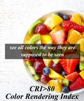 Vibrant fruit bowl demonstrating high CRI>80 color rendering index for Three Way A19 LED Light Bulbs.
